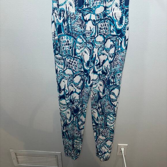 Lilly Pulitzer Ailsie Jumpsuit Size Large | Just Keep on Trunkin Jumpsuit Indigo - Picture 6 of 15